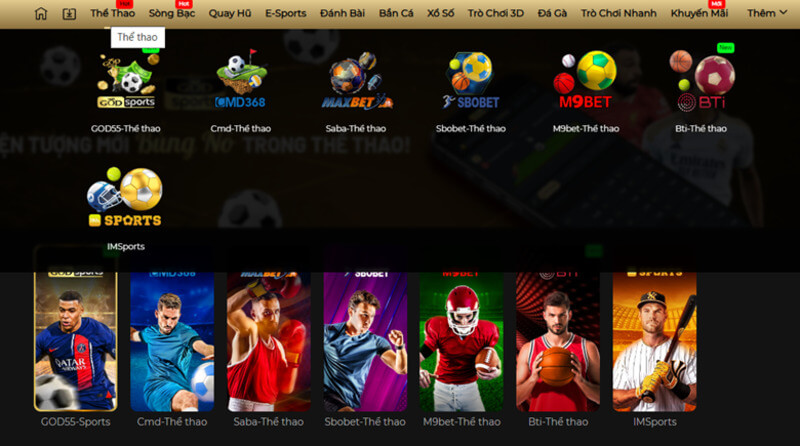 Các loại game các cược thể thao hấp dẫn tại god55